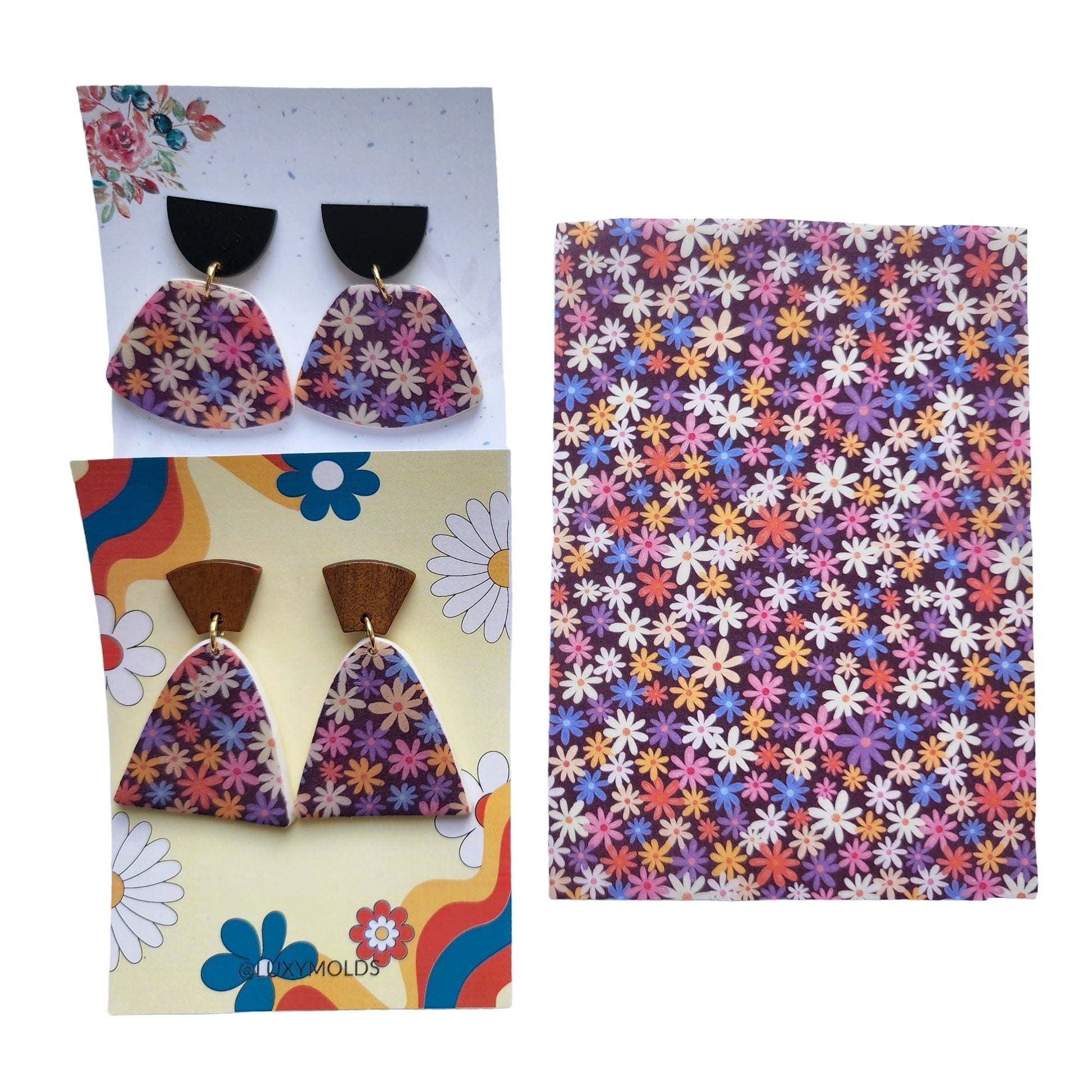 6 pcs set Water-soluble transfer paper for polymer clay craft "Floral"