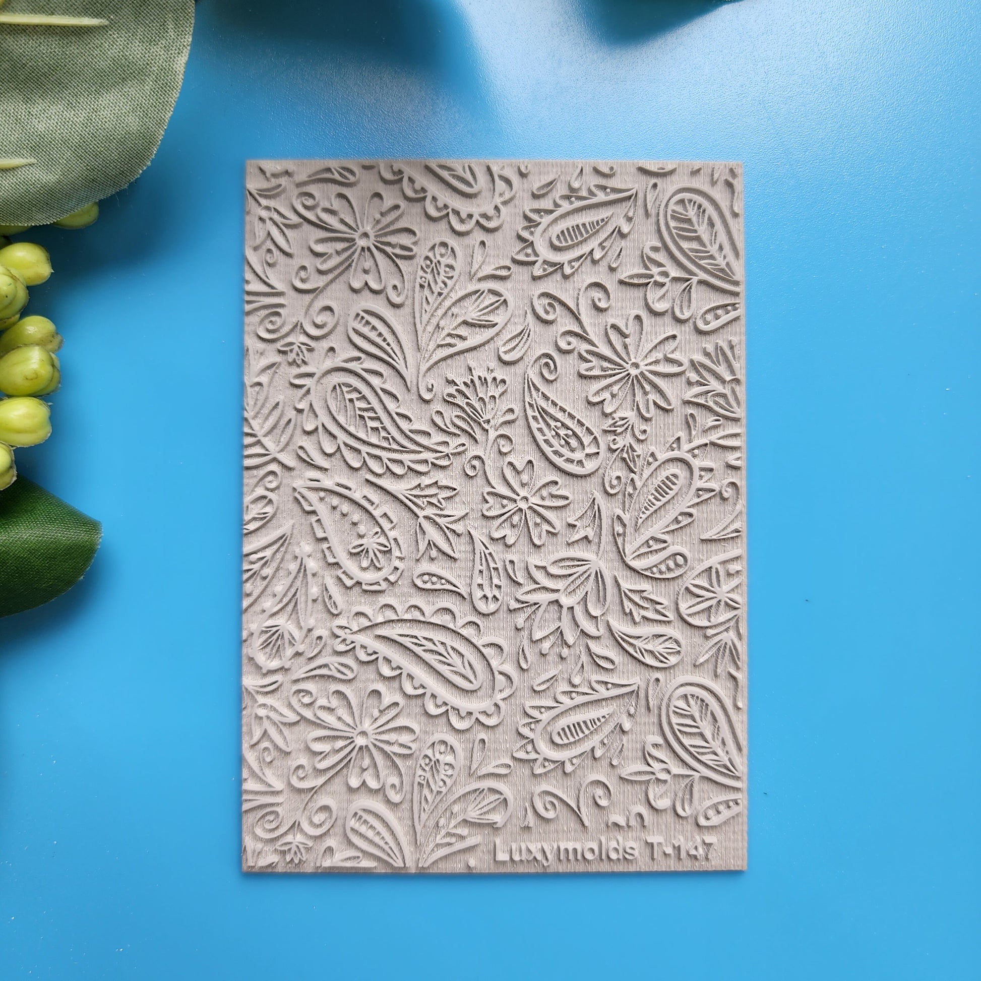 Polymer clay Texture tile Texture mat Clay stamp Polymer clay texture stencils "Botanic Flowers" T-147