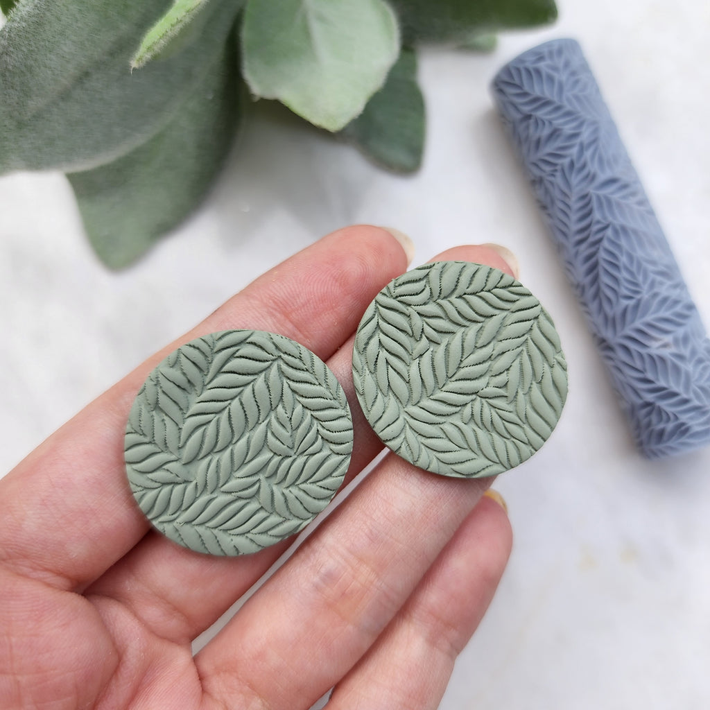 Polymer clay texture roller clay stamp 3D printed embossing "Leaves"