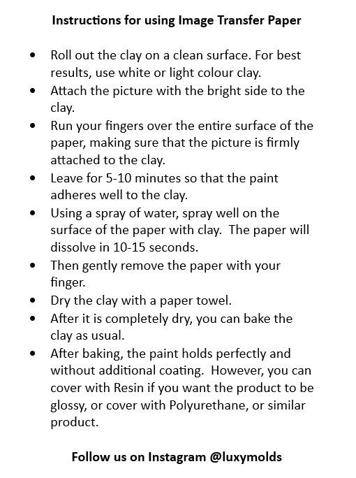 Clay transfer paper/Image transfer paper / Water soluble paper for polymer clay/Embroidery flowers pattern transfers/Transfer paper for clay