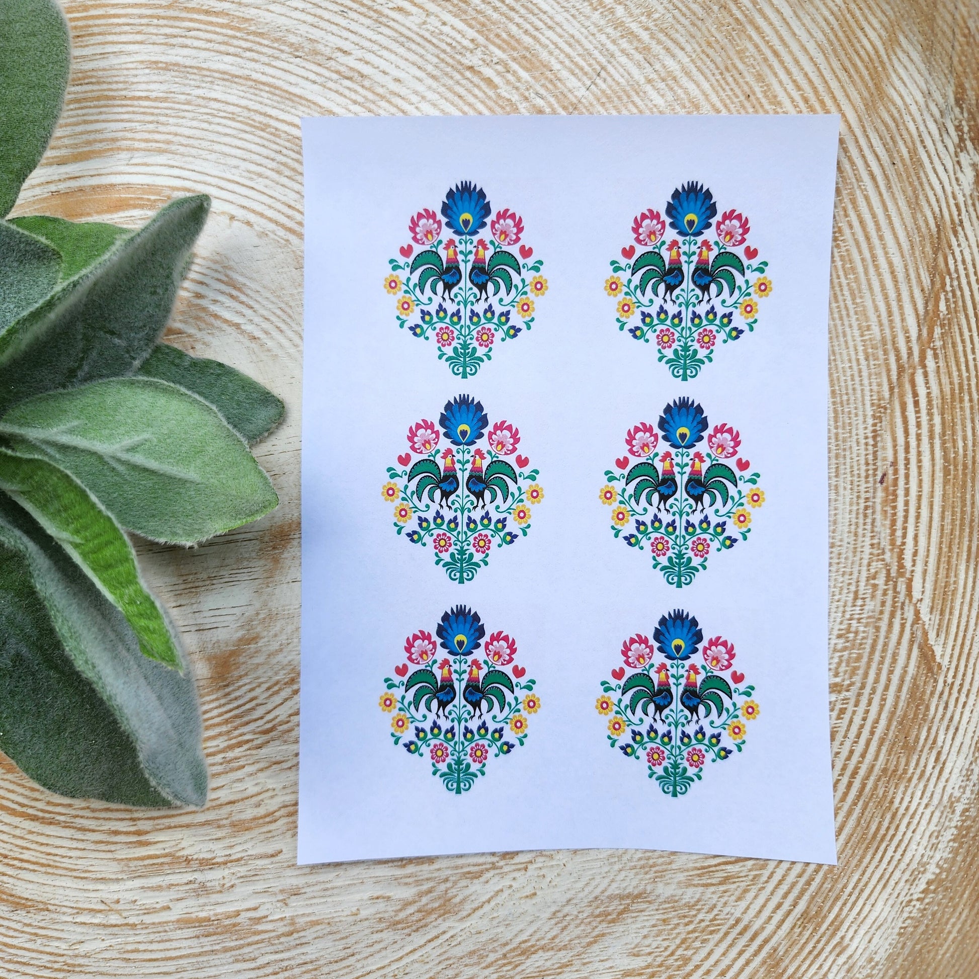 Clay transfer paper/ Image transfer paper/ Water soluble paper for polymer clay/ Polish folk floral pattern/ Transfer paper for clay