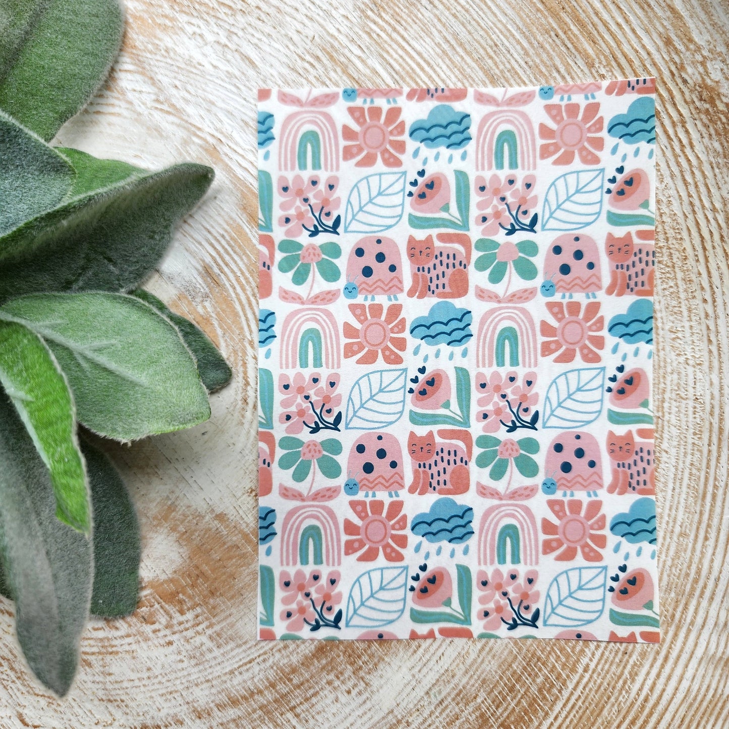 Clay transfer paper / Image transfer paper / Water soluble paper for polymer clay / Floral pattern transfer sheet / Transfer paper for clay