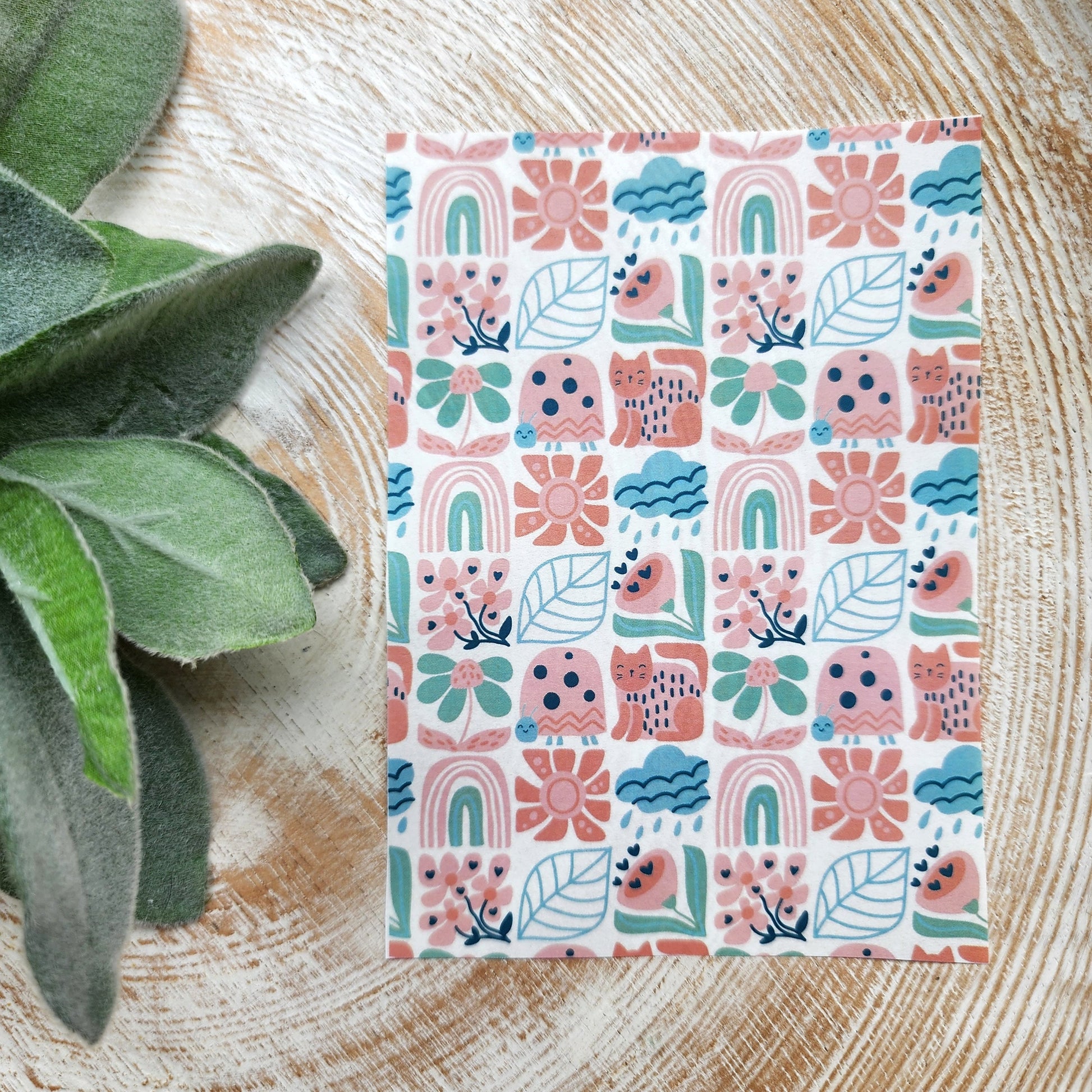 Clay transfer paper / Image transfer paper / Water soluble paper for polymer clay / Floral pattern transfer sheet / Transfer paper for clay