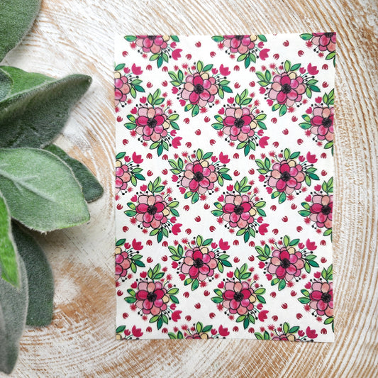 Clay transfer paper / Image transfer paper / Water soluble paper for polymer clay / Flower pattern transfer sheet / Transfer paper for clay