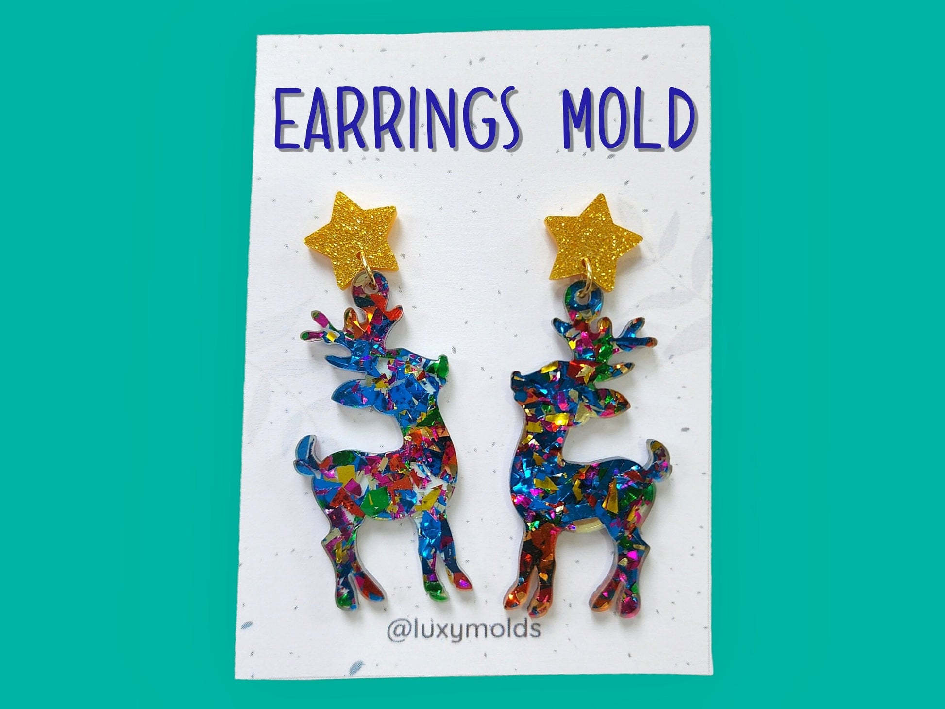 Silicone earrings mold /Silicone epoxy mold/Silicone earring moulds/Silicone UV resin molds/Christmas reindeer earring silicone jewelry mold