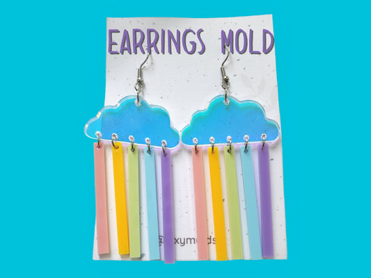 Silicone earrings mold / Silicone epoxy mold / Silicone earring moulds /Silicone UV resin molds/Clouds Rainbow earring silicone jewelry mold