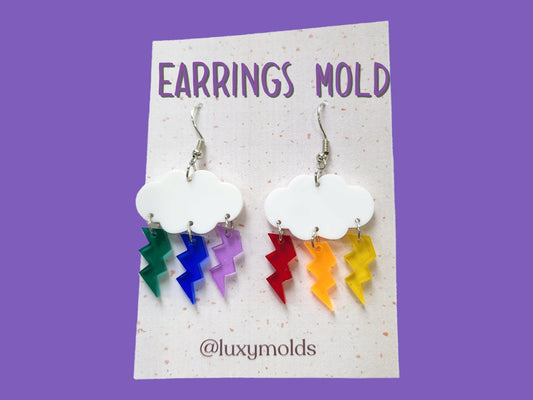 Silicone earrings mold / Silicone epoxy mold / Silicone earring moulds /Silicone UV resin molds/Clouds Rainbow earring silicone jewelry mold
