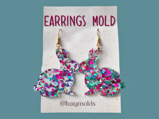 Silicone earrings mold / Silicone epoxy mold / Silicone earring moulds / Silicone UV resin molds / Bunny earring silicone jewelry mold