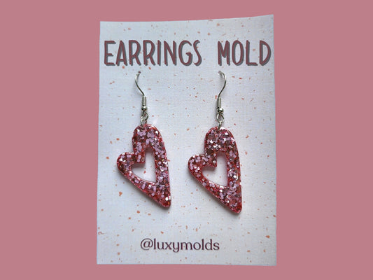 Silicone earrings mold / Silicone epoxy mold / Silicone earring moulds / Silicone UV resin molds / Heart earring silicone jewelry mold