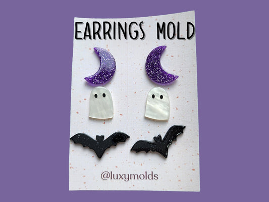 Silicone earrings mold / Silicone epoxy mold / Silicone earring moulds /Silicone UV resin molds/Halloween stud earring silicone jewelry mold