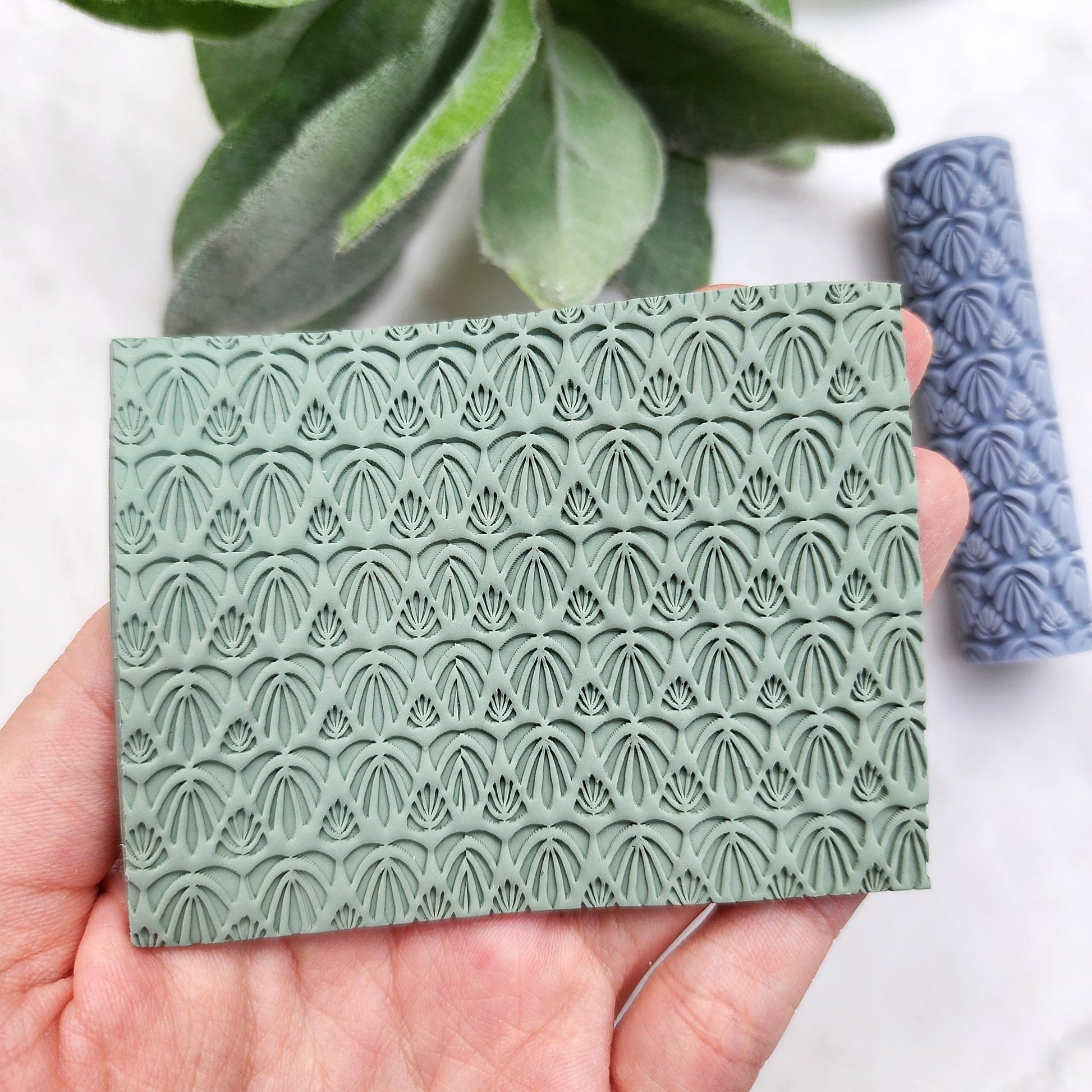 Polymer clay texture roller "Monstera" clay stamp 3D printed embossing