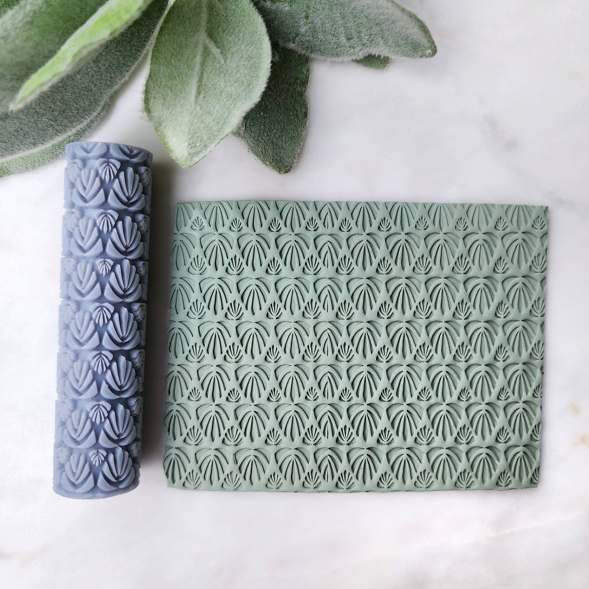 Polymer clay texture roller "Monstera" clay stamp 3D printed embossing