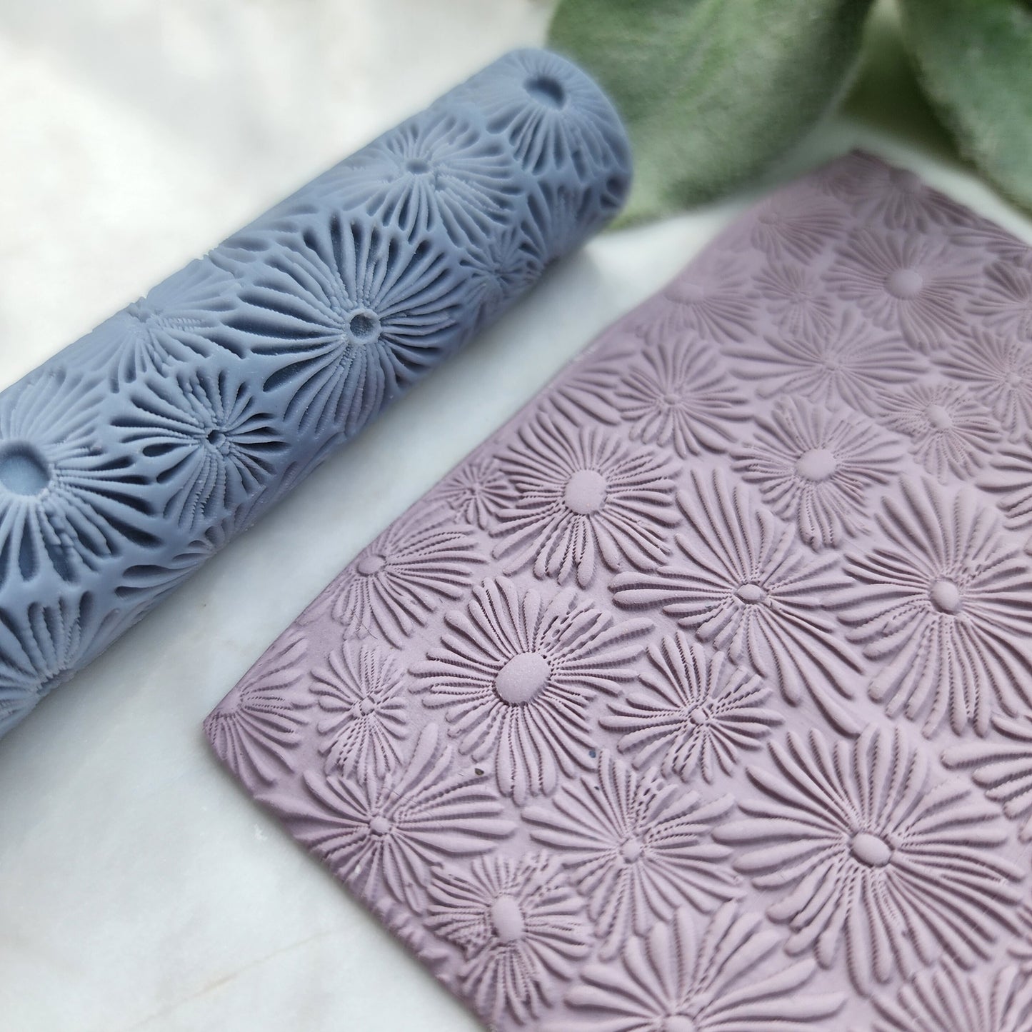 Polymer clay texture roller clay stamp 3D printed embossing "Flowers"