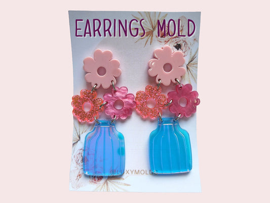 Silicone earrings mold / Silicone epoxy mold / Silicone earring moulds / Silicone UV resin molds / Flowers silicone jewelry mold