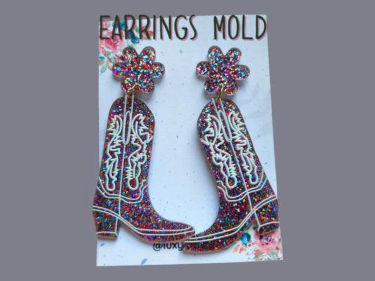 Silicone earrings mold / Silicone epoxy mold / Silicone earring moulds / Silicone UV resin molds /Cowboy boots earring silicone jewelry mold