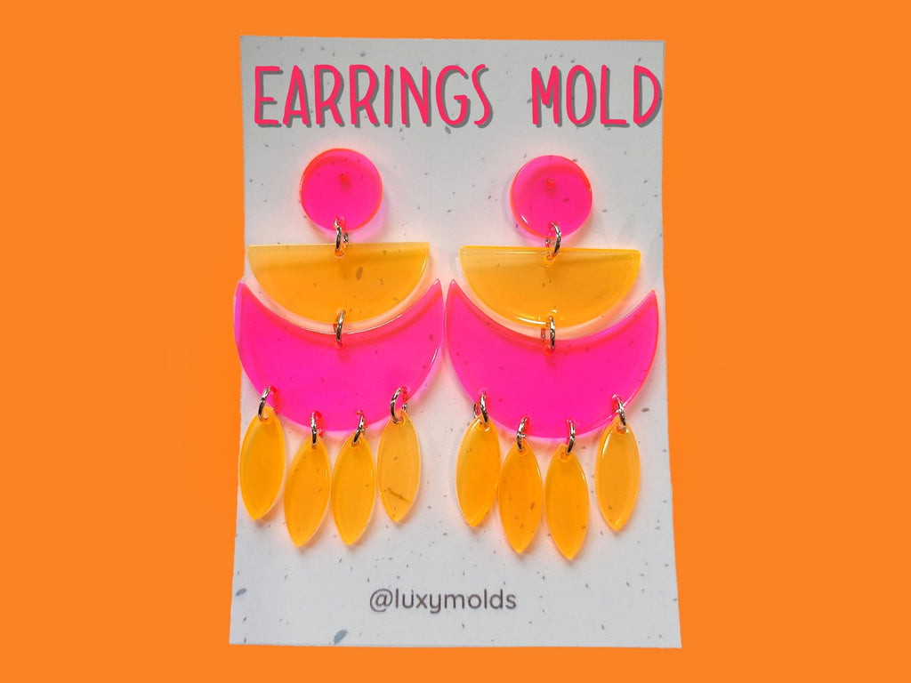 Silicone earrings mold / Silicone epoxy mold / Silicone earring moulds / Silicone UV resin molds / Stud moon earring silicone jewelry mold