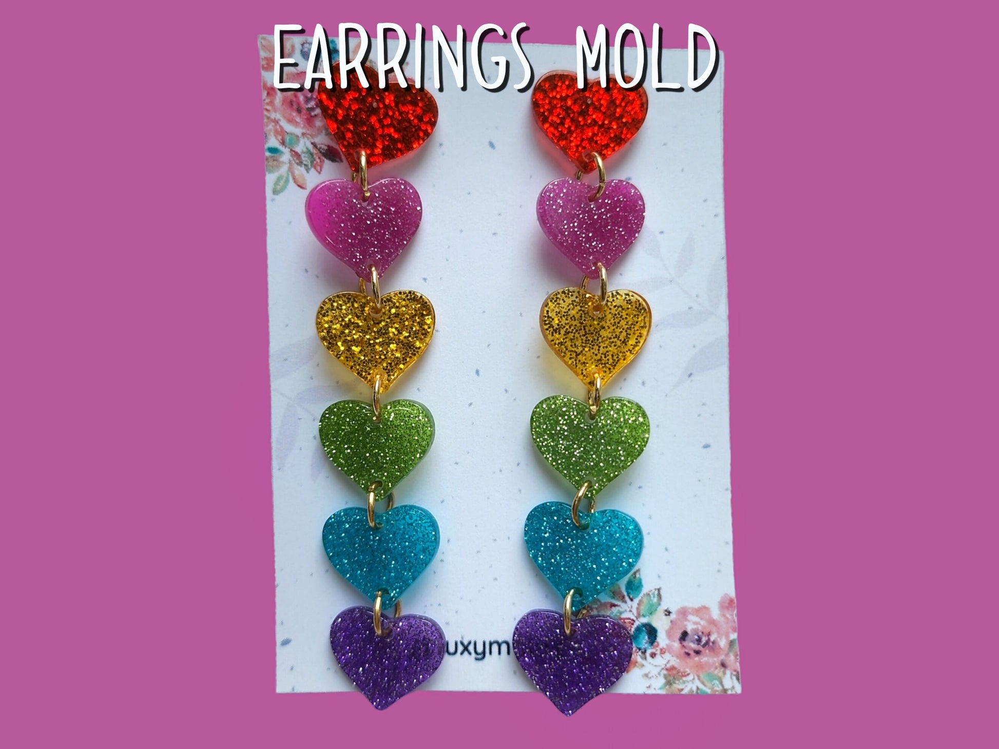 Silicone earrings mold / Silicone epoxy mold / Silicone earring moulds / Silicone UV resin molds / Heart earring silicone jewelry mold