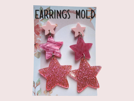 Silicone earrings mold / Silicone epoxy mold / Silicone earring moulds / Silicone UV resin molds / Stars earring silicone jewelry mold