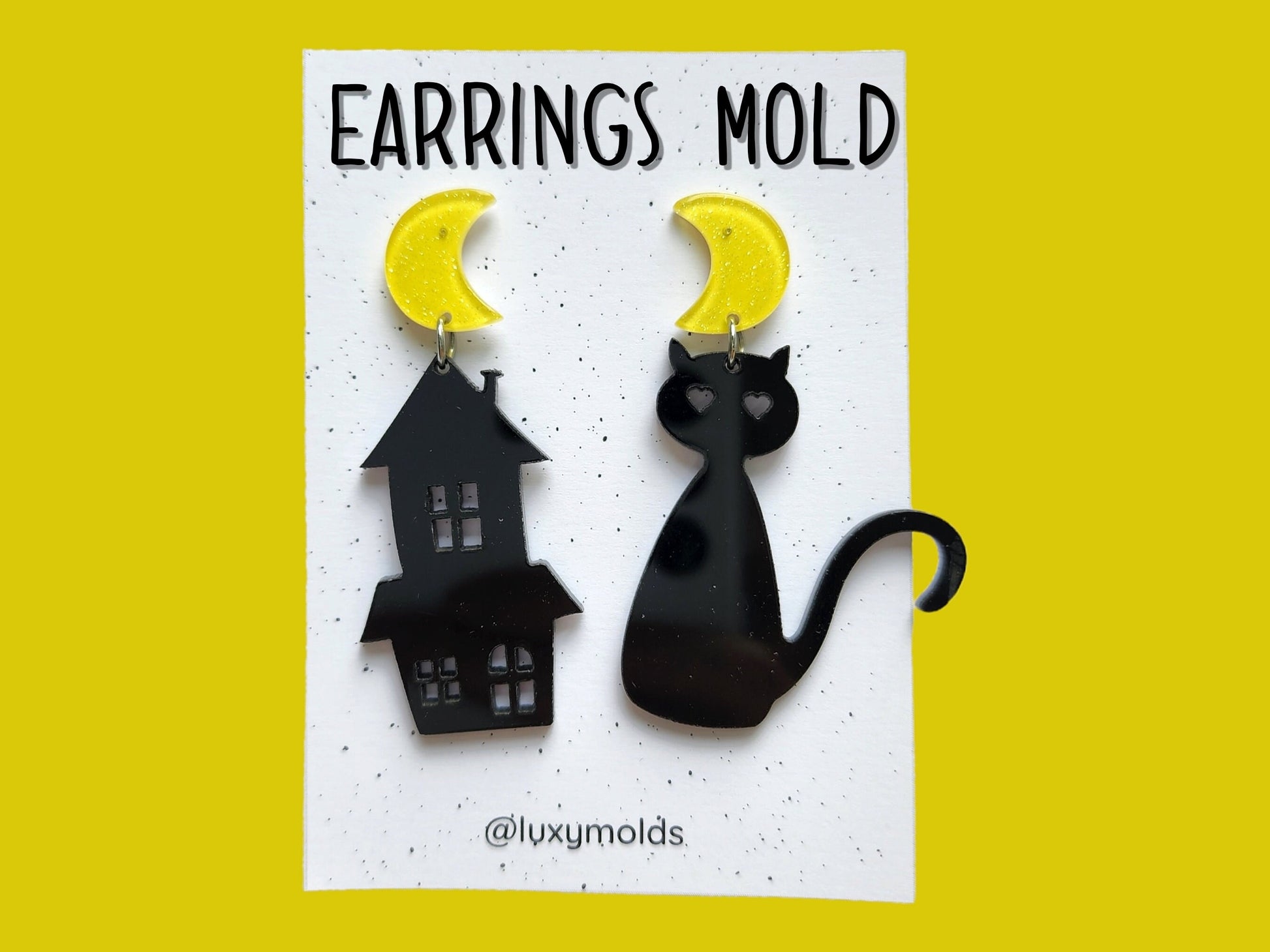Silicone earrings mold / Silicone epoxy mold / Silicone earring moulds / Silicone UV resin molds / Cat moon earring silicone jewelry mold
