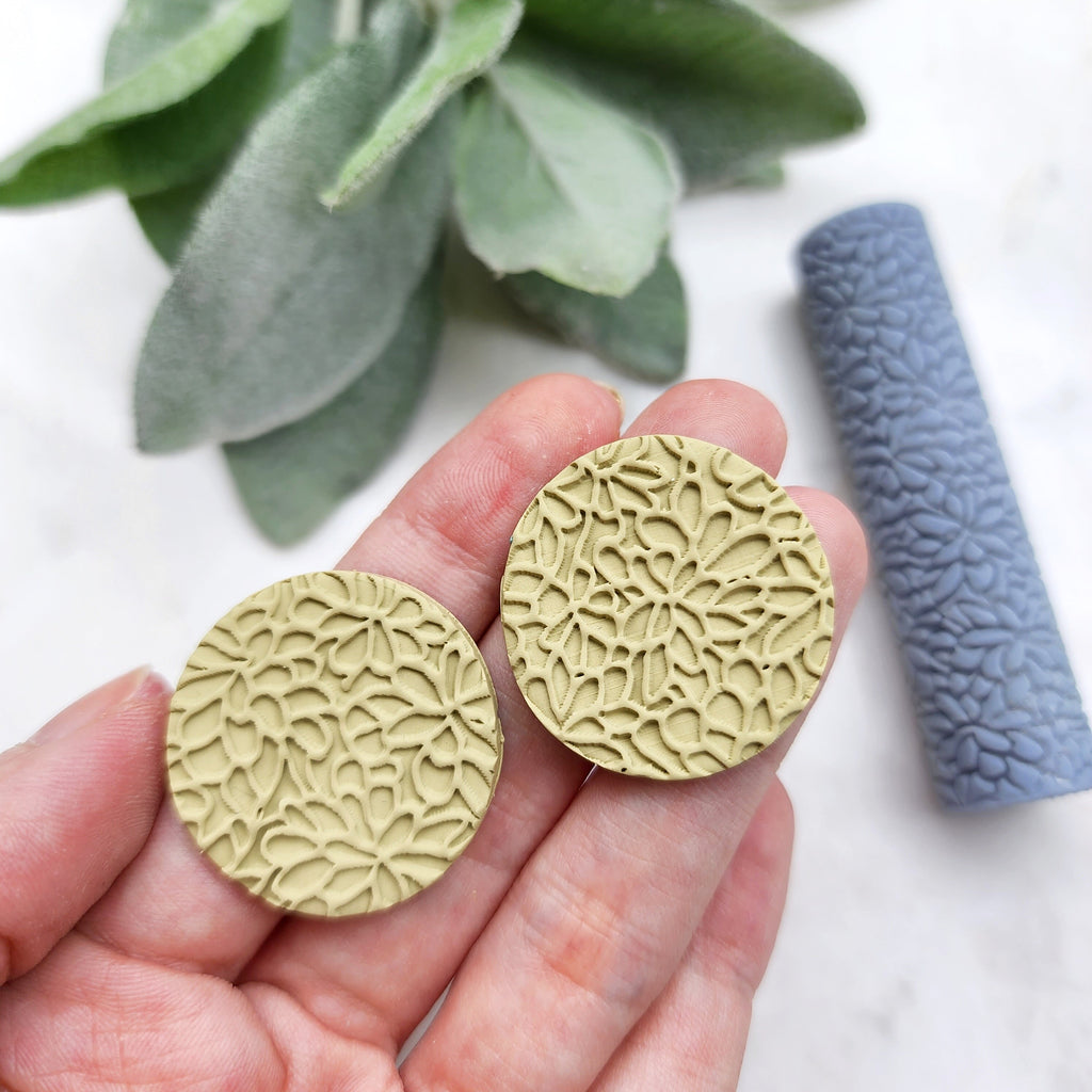 Polymer clay texture roller clay stamp 3D printed embossing "Floral texture"