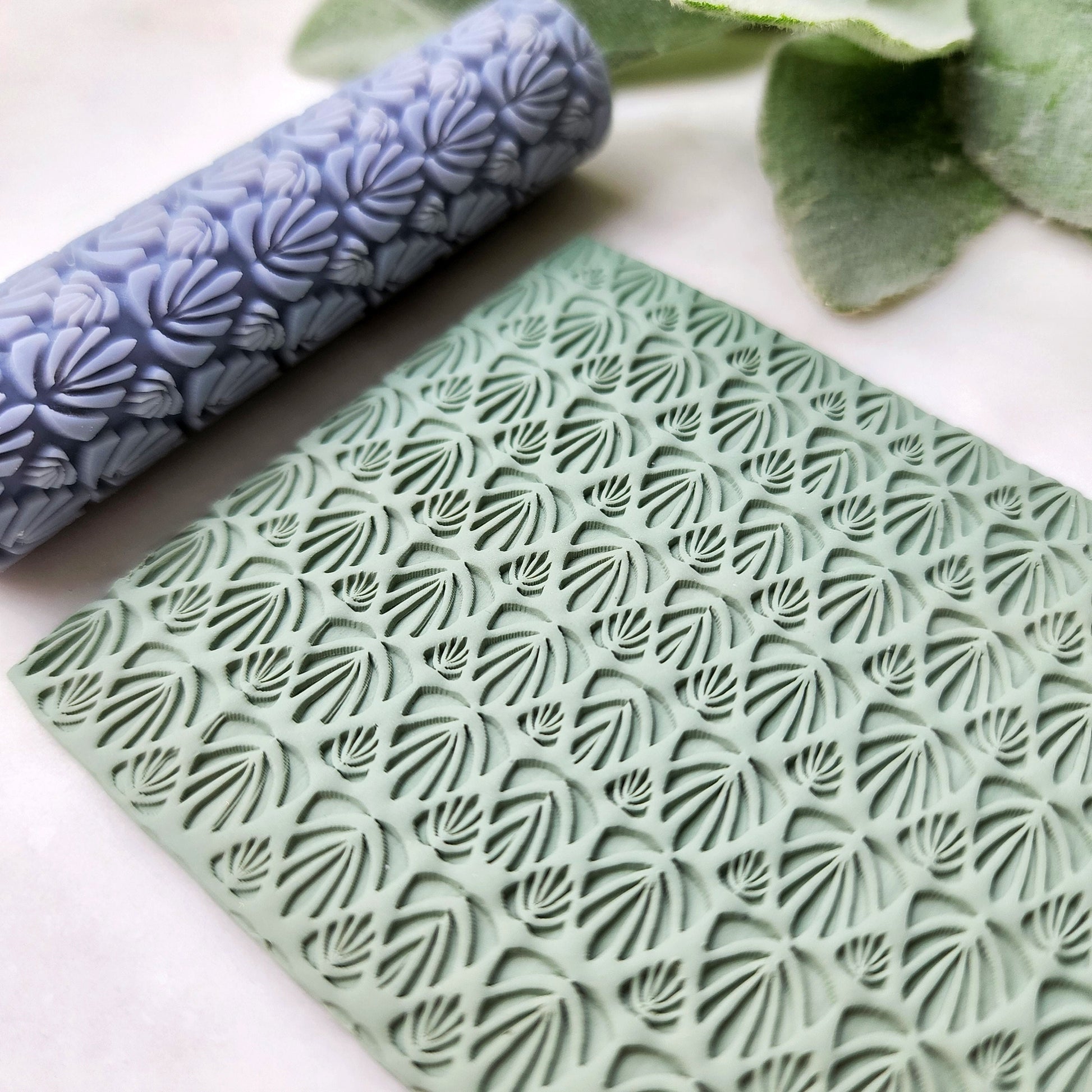 Polymer clay texture roller "Monstera" clay stamp 3D printed embossing