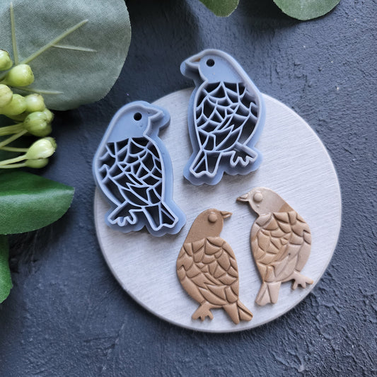 Polymer Clay cutters "Birds" Earrings Summer cutters Botanical cutters Clay texture stamp Polymer clay texture Polymer clay tool