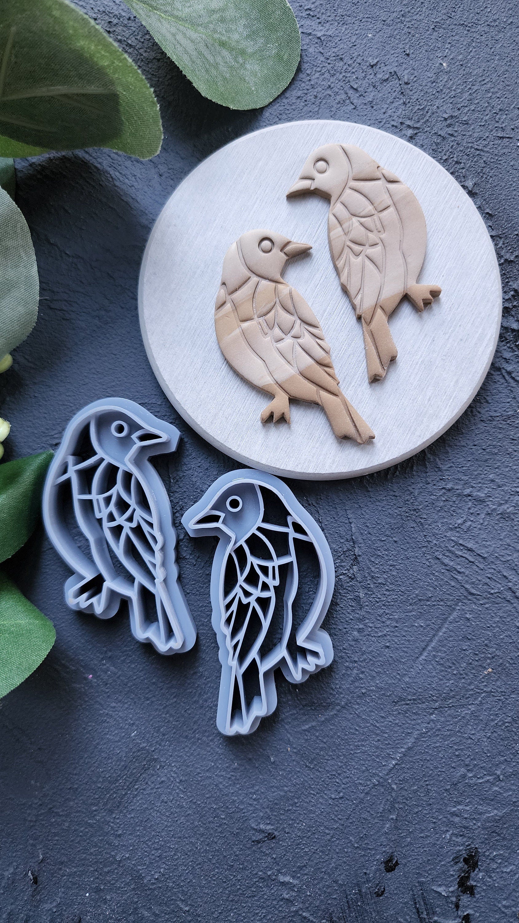 Polymer Clay cutters "Birds" Earrings Summer cutters Botanical cutters Clay texture stamp Polymer clay texture Polymer clay tool