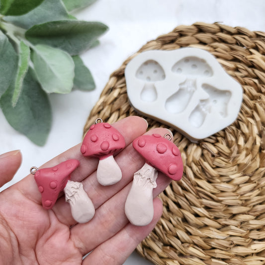 Polymer clay mold Silicone stud earrings mold "Mushroom" Botanic mold for resin and polymer clay Polymer clay tool Clay cutter Jewelry molds