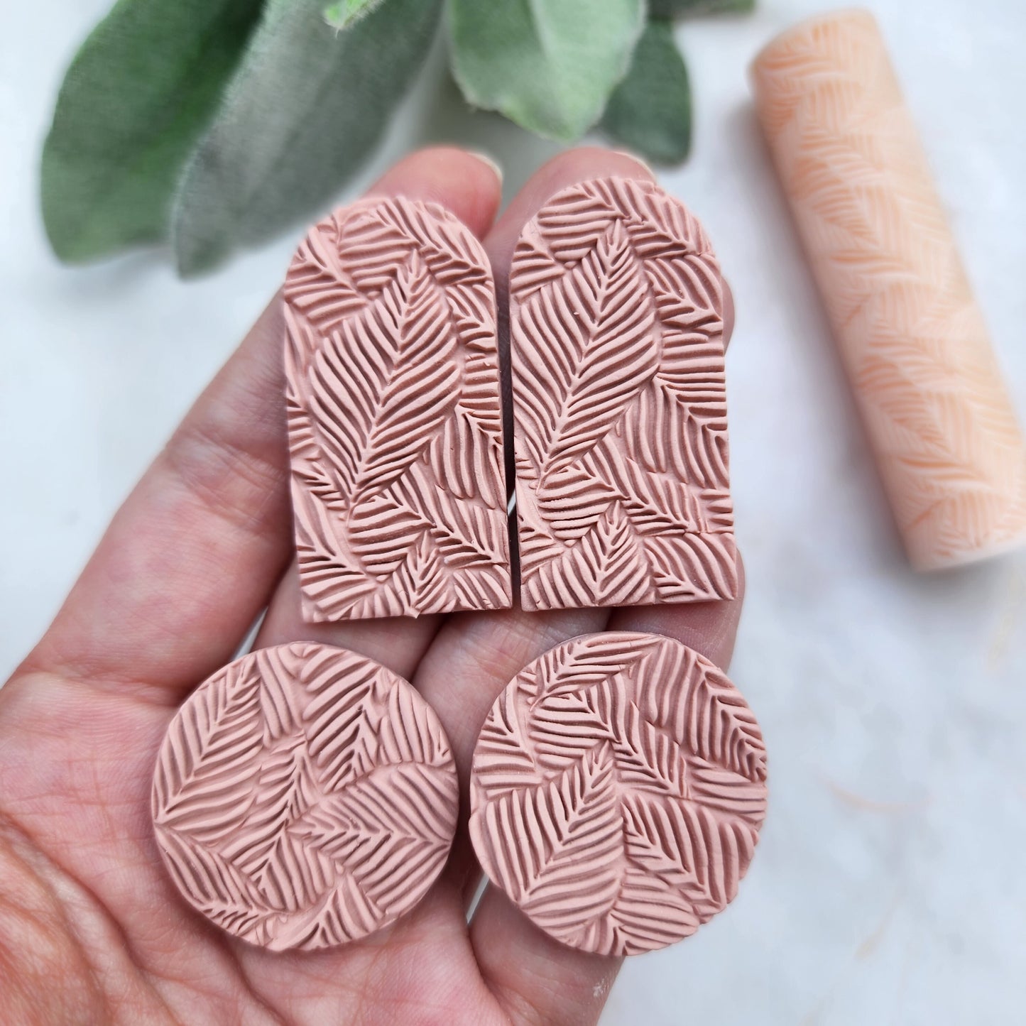 Polymer clay texture roller clay stamp 3D printed embossing Polymer clay tool Vintage pattern roller Leaves pattern texture Clay cutters