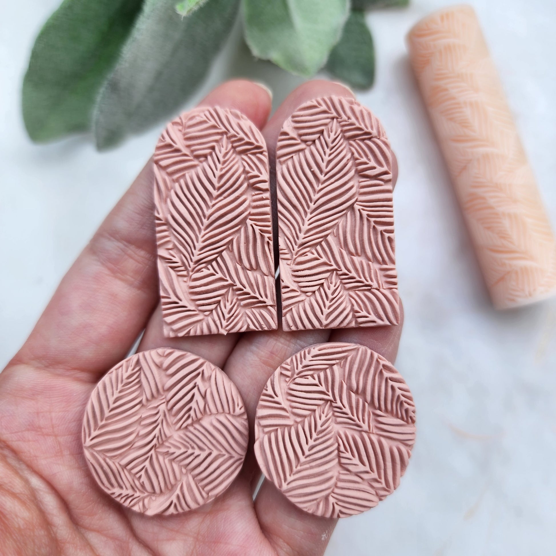 Polymer clay texture roller clay stamp 3D printed embossing Polymer clay tool Vintage pattern roller Leaves pattern texture Clay cutters