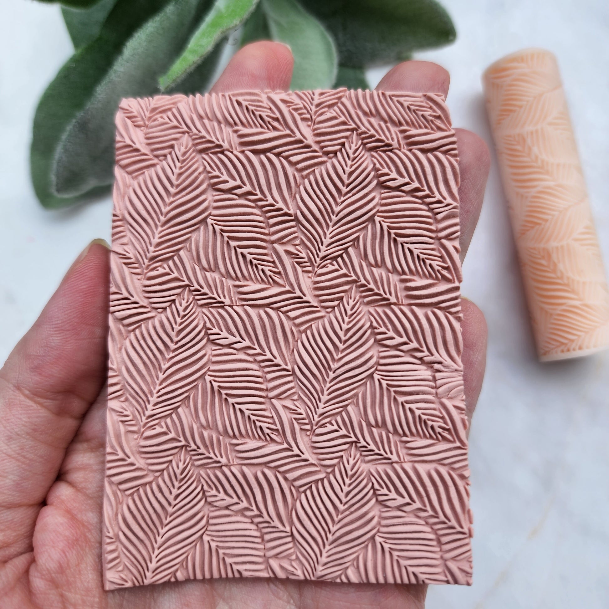 Polymer clay texture roller clay stamp 3D printed embossing Polymer clay tool Vintage pattern roller Leaves pattern texture Clay cutters