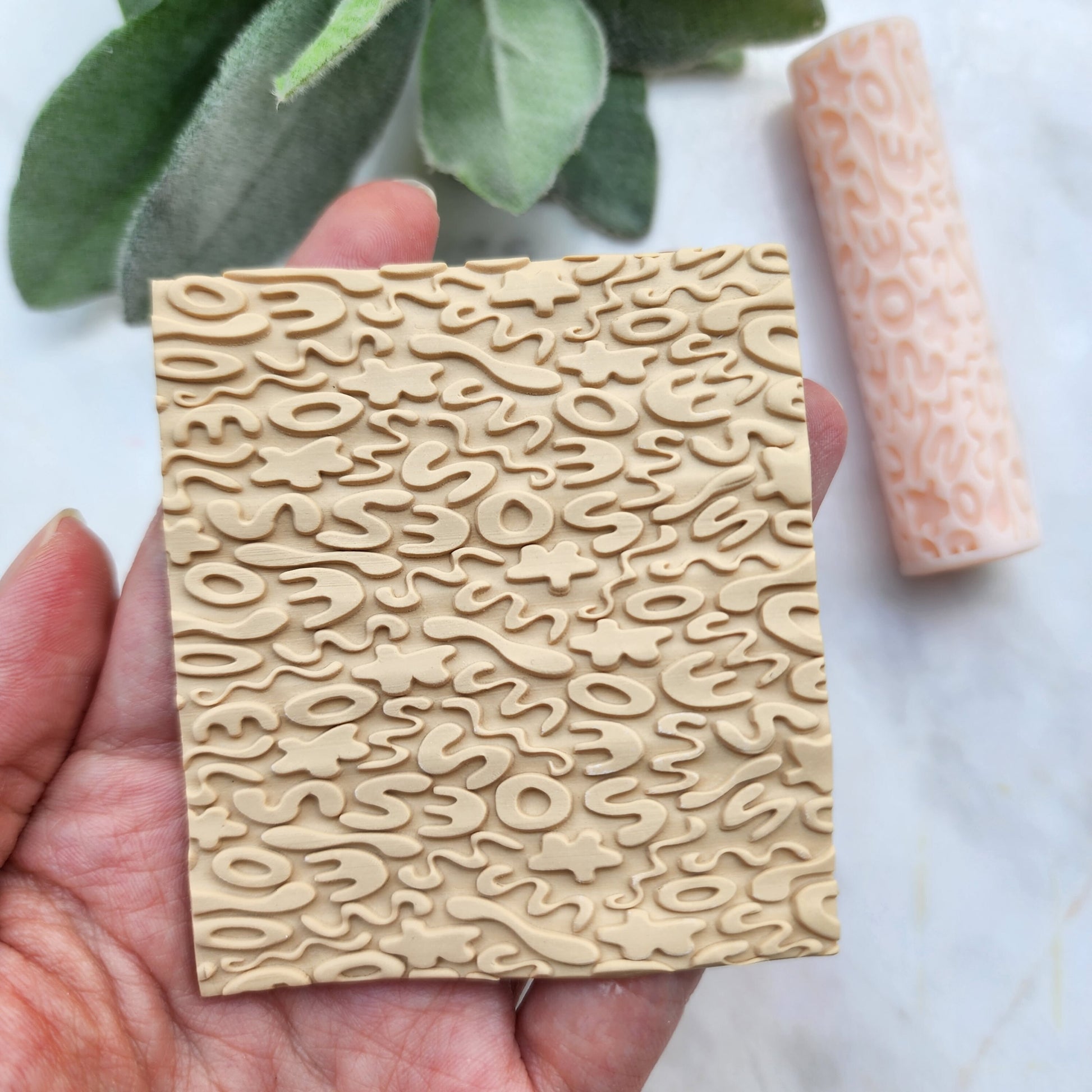 Polymer clay texture roller clay stamp 3D printed embossing Polymer clay tool Vintage pattern roller Organic pattern texture Clay cutters