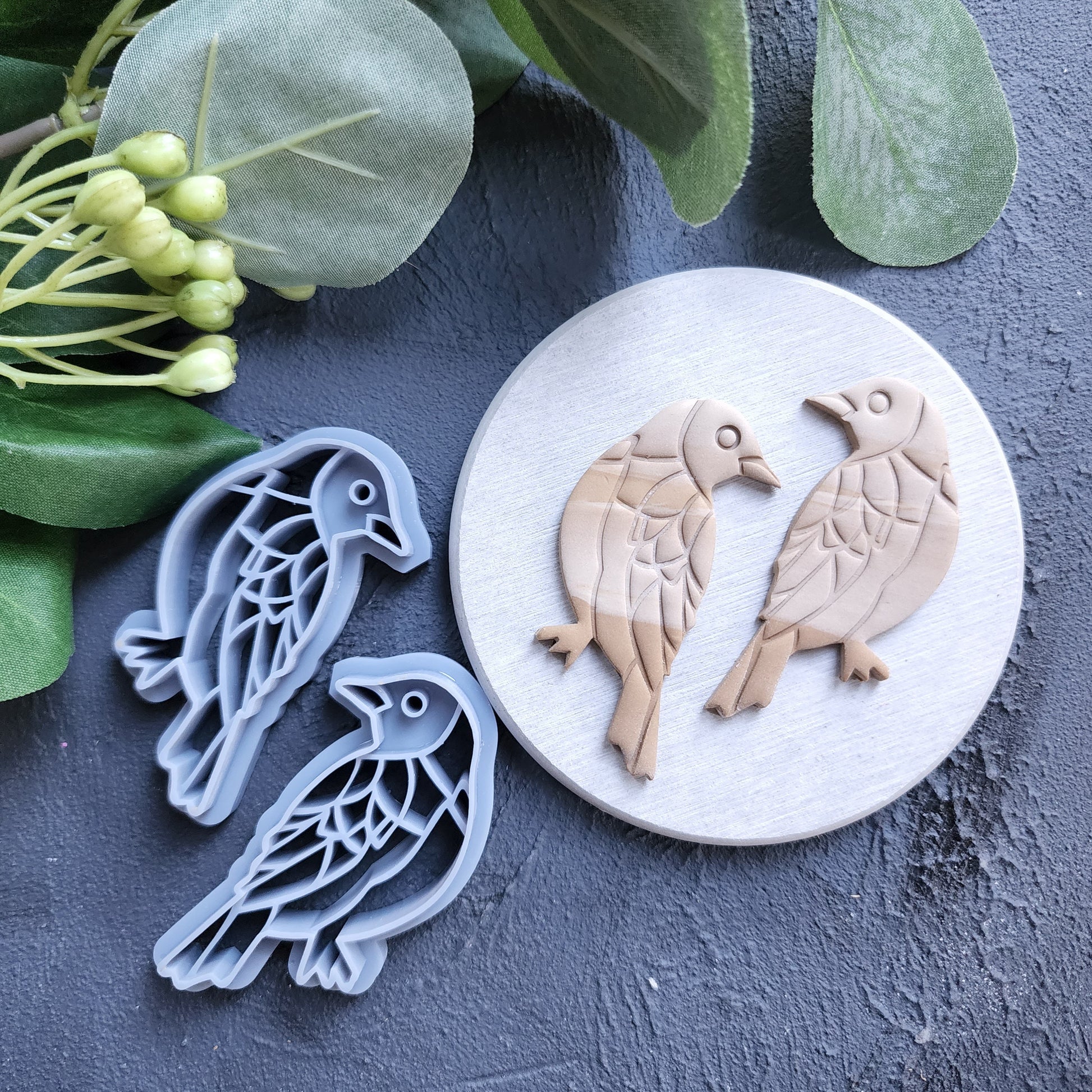 Polymer Clay cutters "Birds" Earrings Summer cutters Botanical cutters Clay texture stamp Polymer clay texture Polymer clay tool