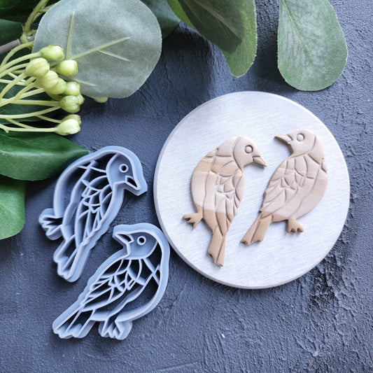 Polymer Clay cutters "Birds" Earrings Summer cutters Botanical cutters Clay texture stamp Polymer clay texture Polymer clay tool