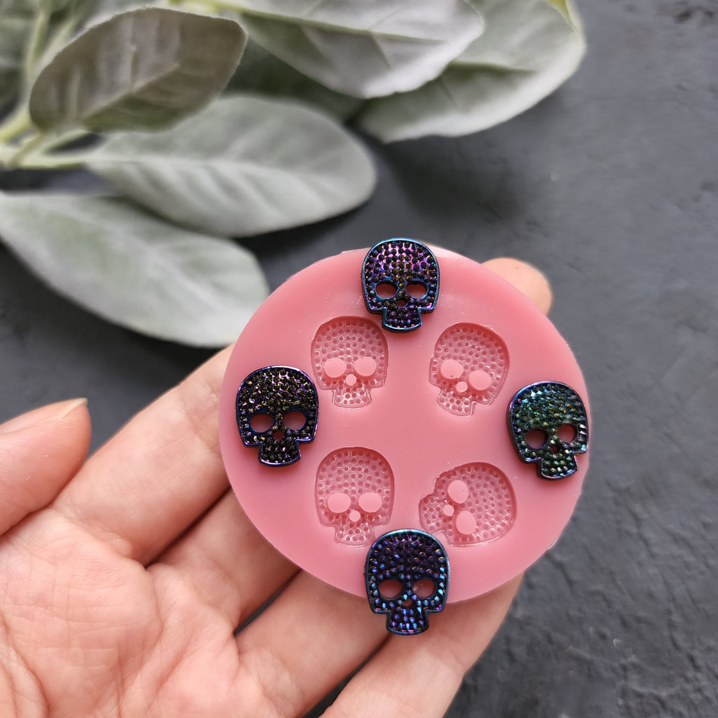 Silicone earrings mold / Silicone epoxy mold / Silicone stud earring moulds / Silicone UV resin molds/Skull Halloween jewelry mold/Clay tool