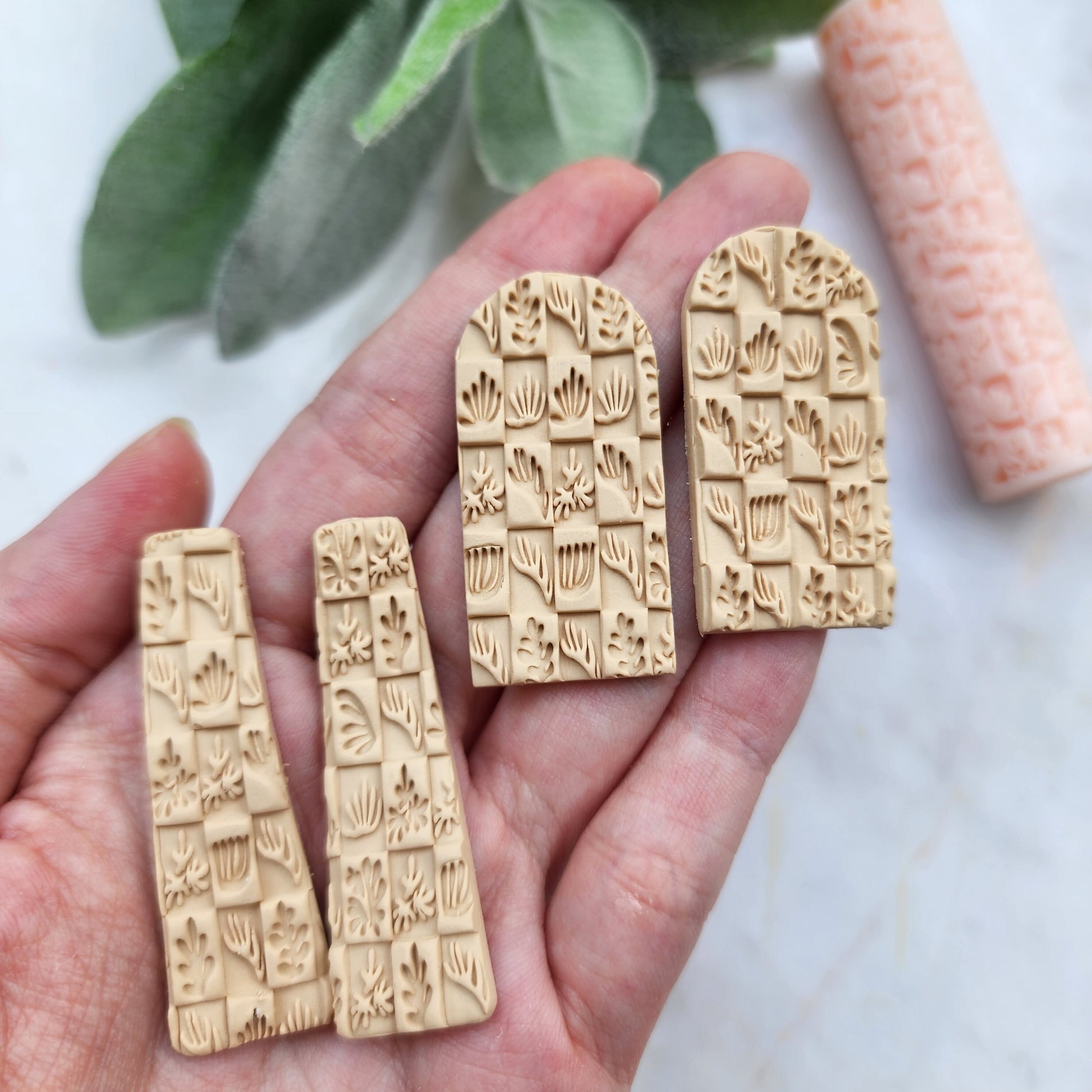 Polymer clay texture roller clay stamp 3D printed embossing Polymer clay tool Vintage pattern roller Organic pattern texture Clay cutters
