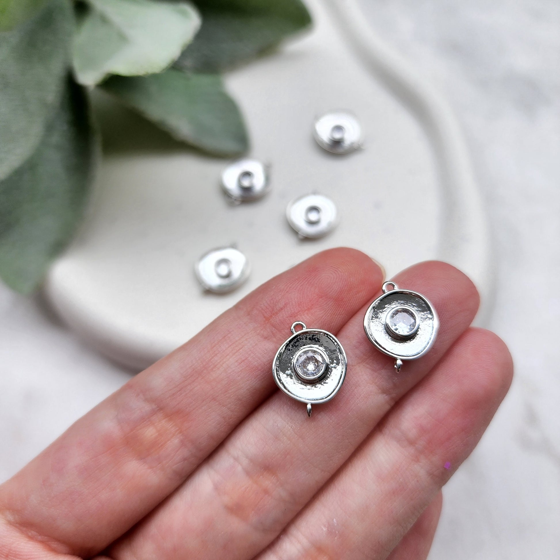 2 pcs Zircon charms pendant "Circle" Crystal connectors Earrings component findings DIY Rhinestone Jewelry supplies Earring gold plated part