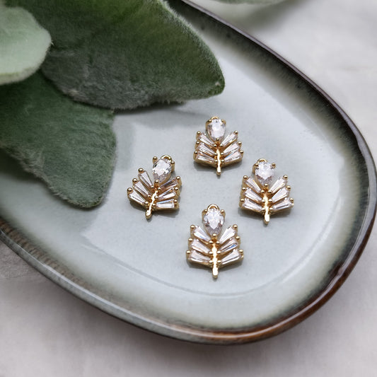 Zircon charms pendants "Leaf" Crystal connectors Earrings components findings DIY Rhinestone Jewelry supplies Earrings gold plated parts