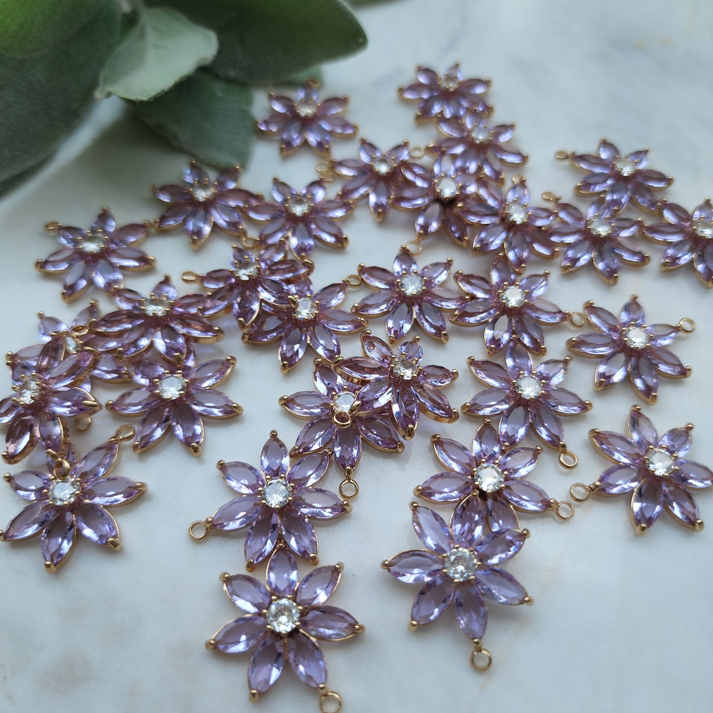 Zircon charms pendants "Flower" Crystal connectors Earrings components findings DIY Rhinestone Jewelry supplies Earrings gold plated parts