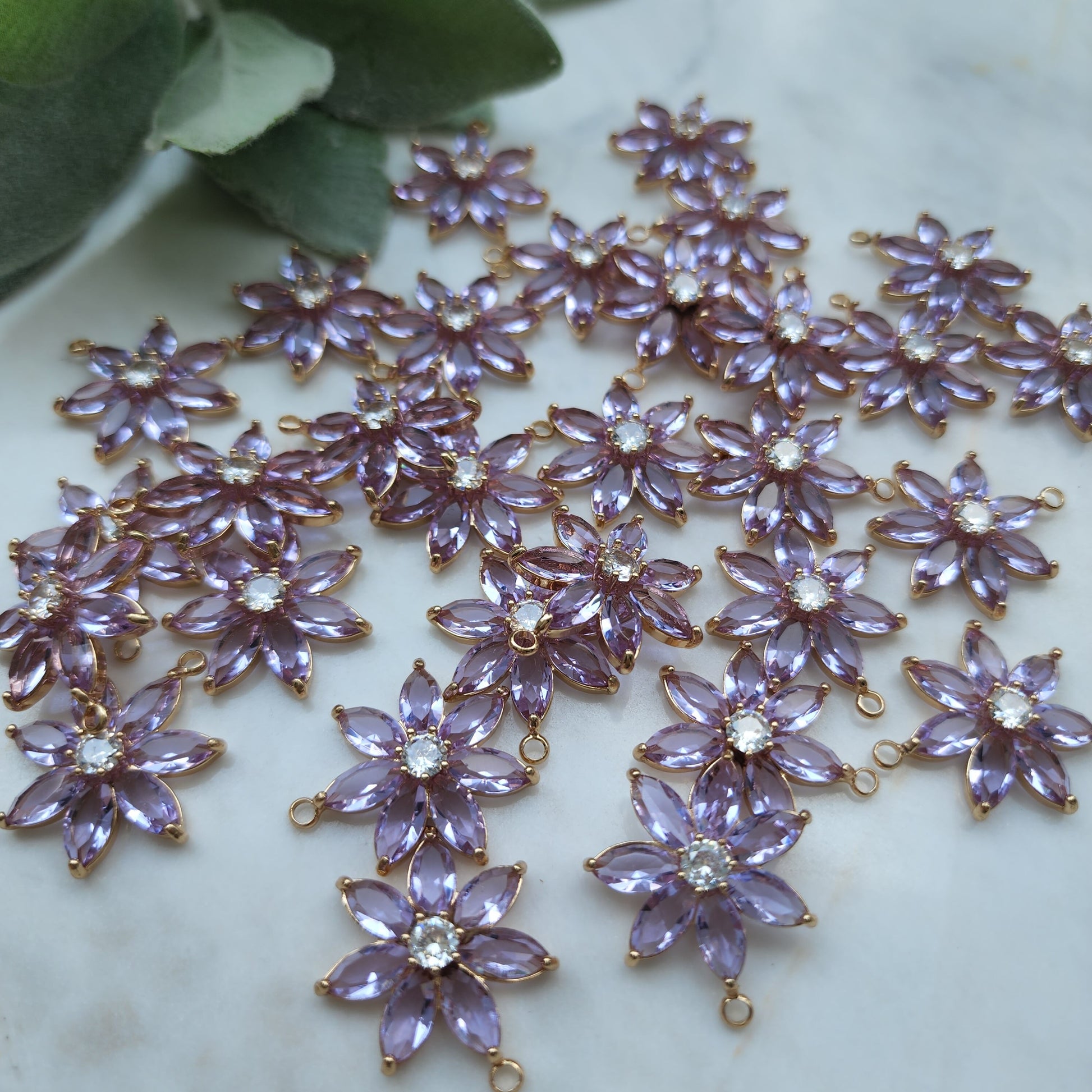 Zircon charms pendants "Flower" Crystal connectors Earrings components findings DIY Rhinestone Jewelry supplies Earrings gold plated parts