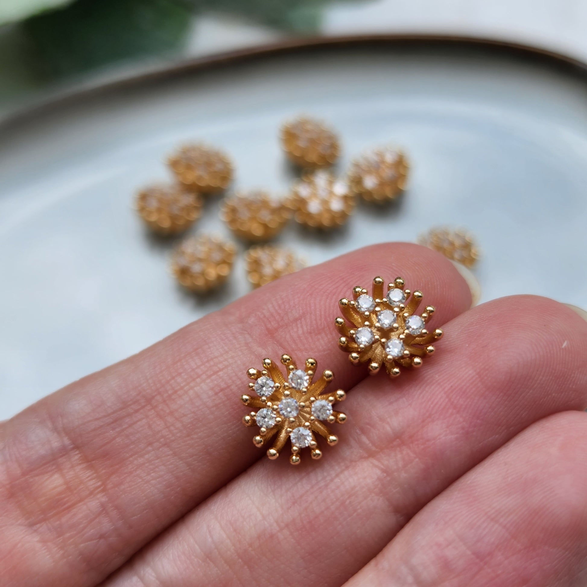 Flower centers Flower metal stamens Earrings components Earrings findings DIY jewelry Jewelry supplies Polymer clay supplies Cubic zirconia
