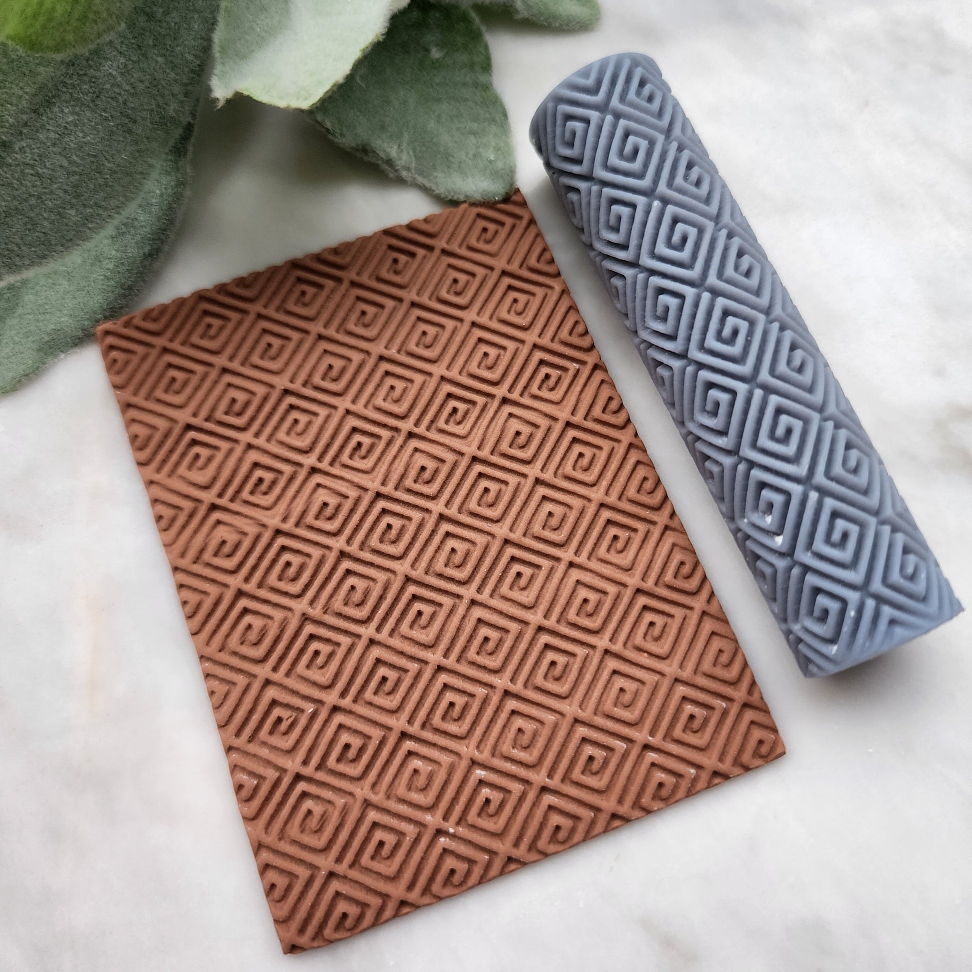 Polymer clay texture roller clay stamp 3D printed embossing tool "Geometric Greek pattern" Clay tool Polymer clay supplies Jewelry supplies