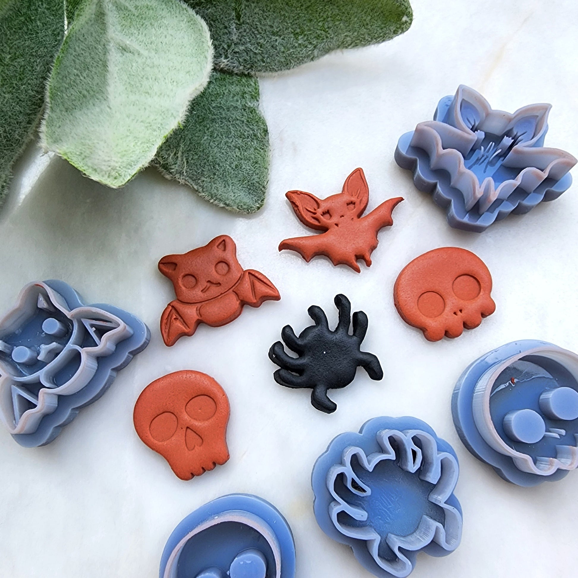 Halloween Polymer Clay cutters Stud earring clay cutters Earrings molds Polymer clay tool Clay supplies Bat Skull Spider sharp cutter stamp