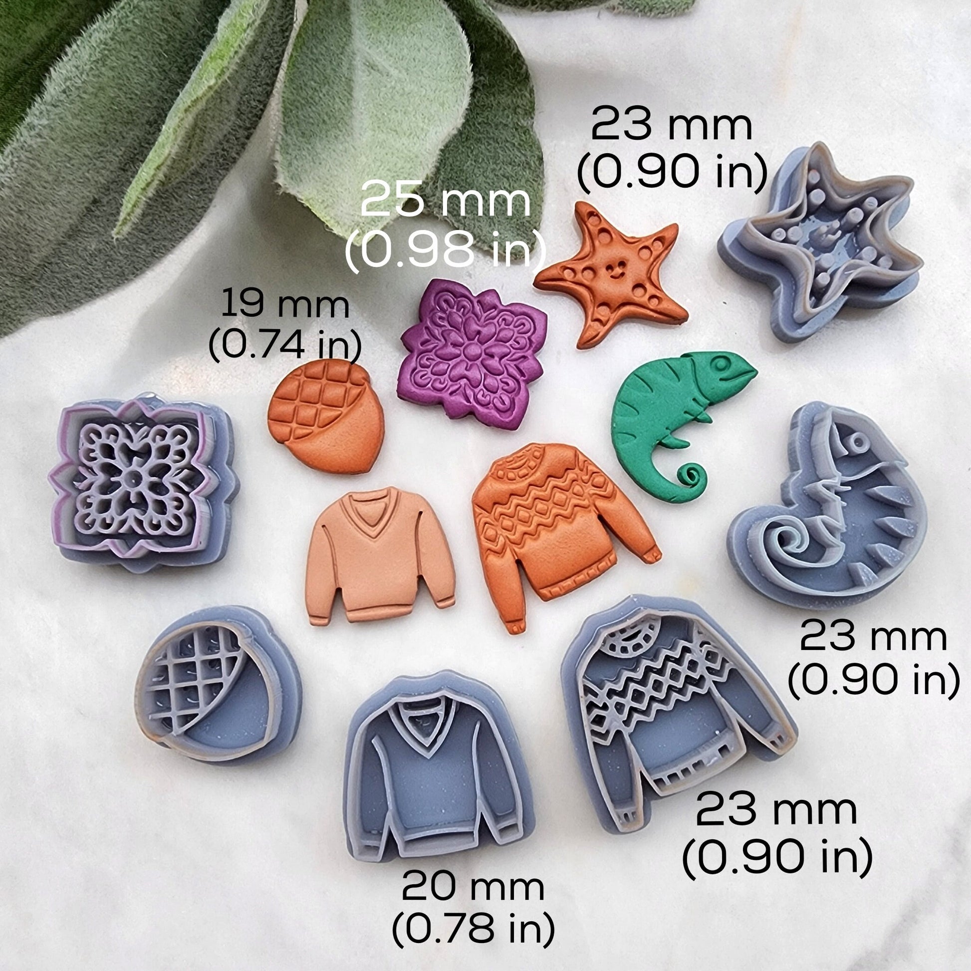 Fall Polymer Clay cutters Stud earring clay cutters Earrings molds Polymer clay tool Acorn Fall sweater Starfish Iguana sharp cutter stamp