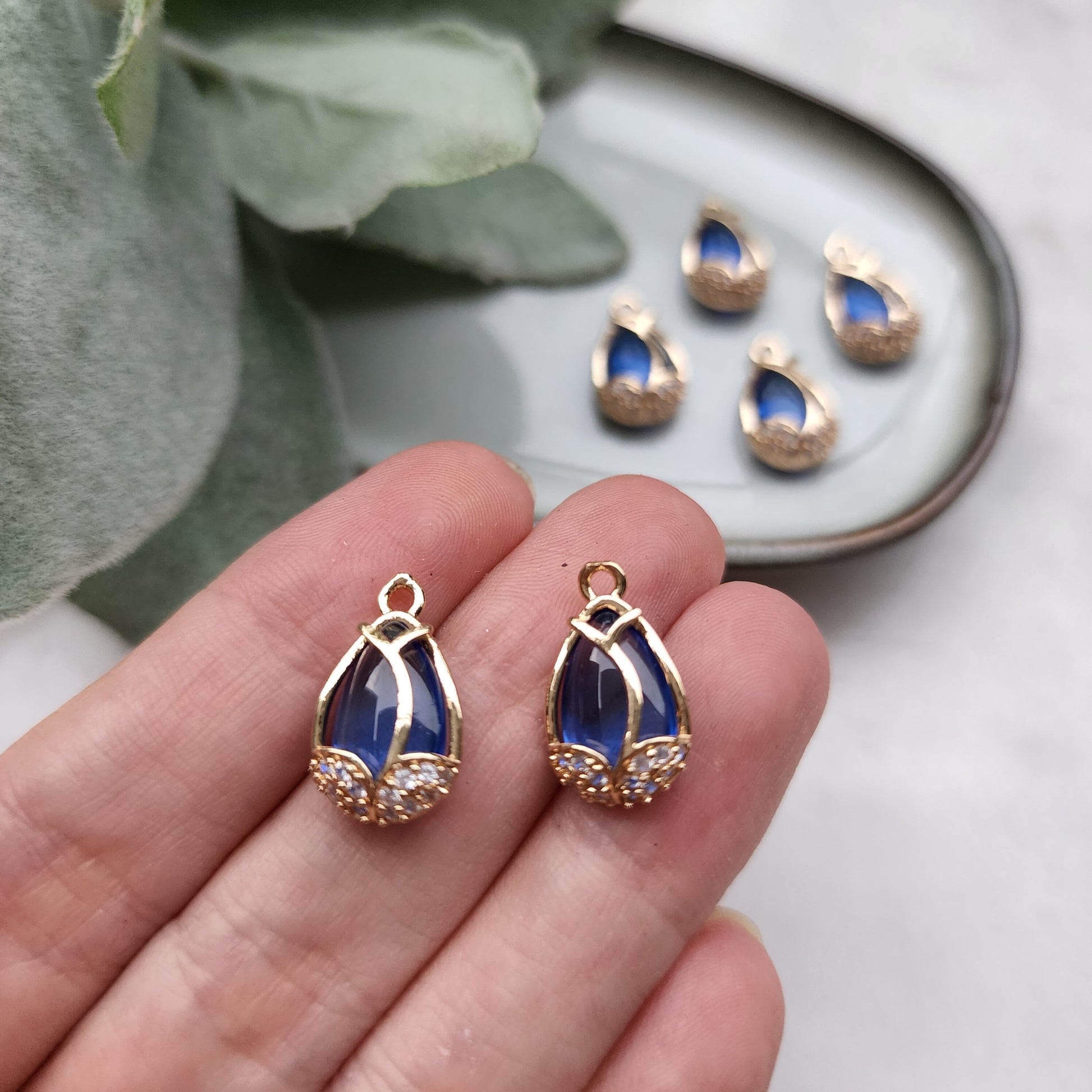 2 pcs Zircon charms pendants Crystal connectors Earrings components Earrings findings DIY Rhinestone Jewelry supplies Earrings parts