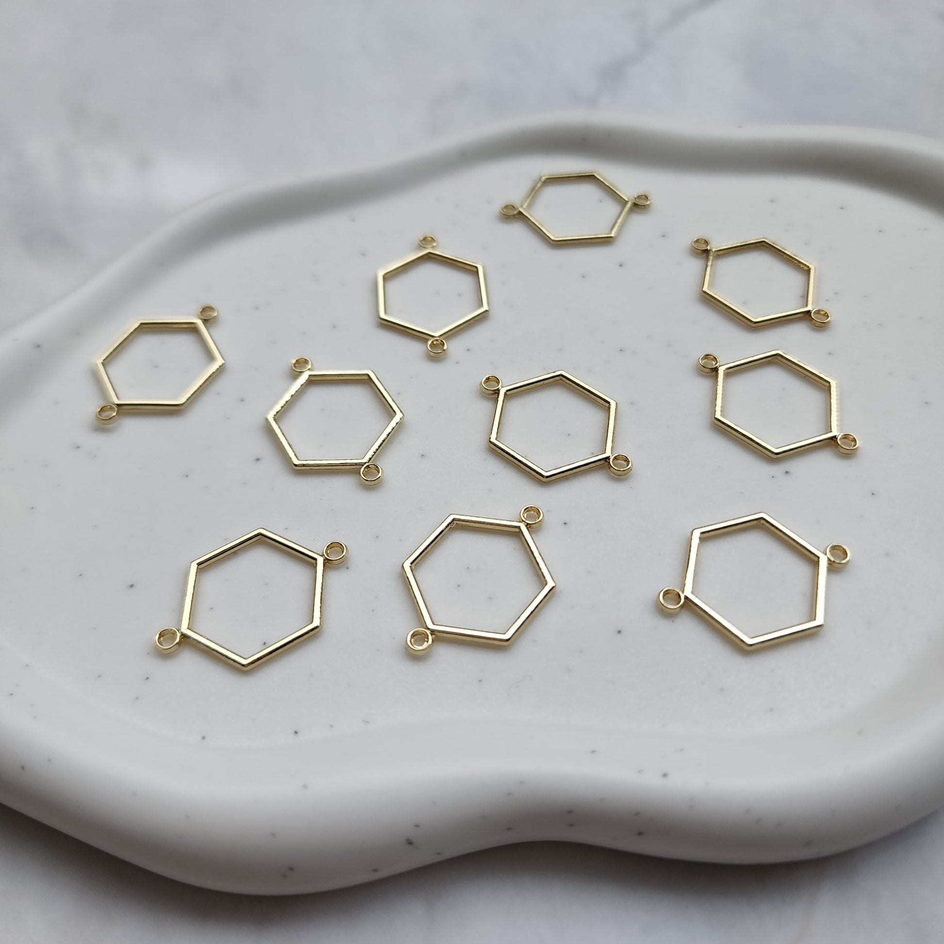 Hexagon charms pendants connectors Earrings components findings DIY Jewelry supplies Earring gold plated parts