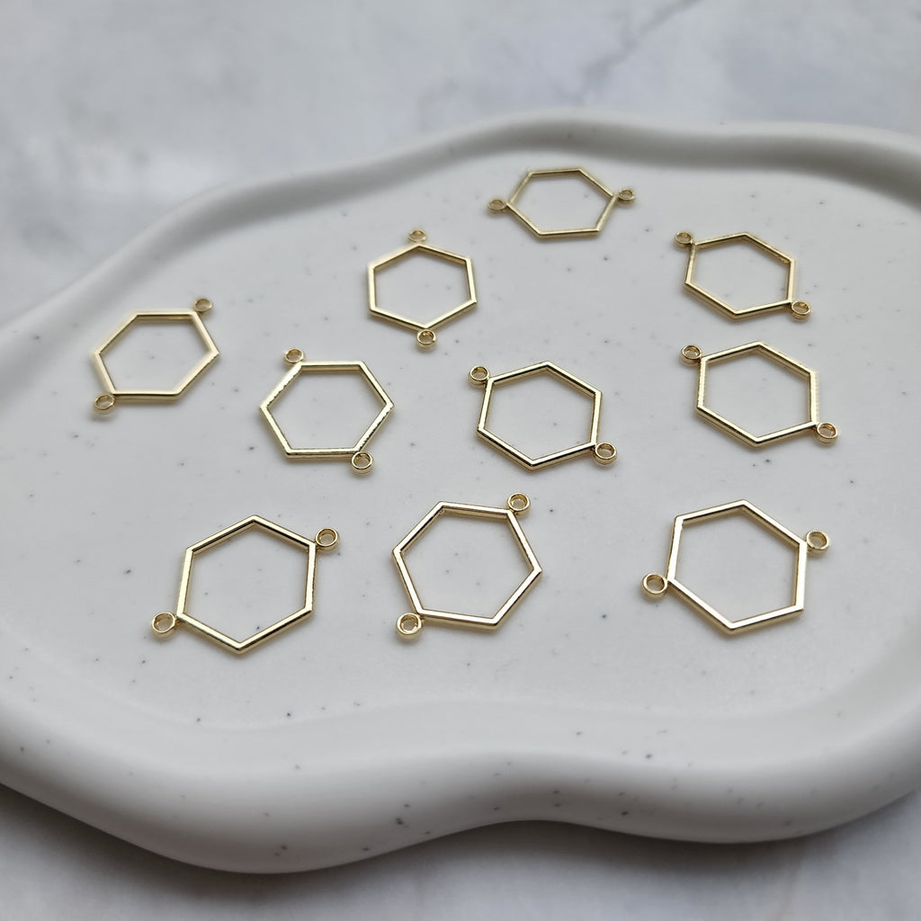 Hexagon charms pendants connectors Earrings components findings DIY Jewelry supplies Earring gold plated parts