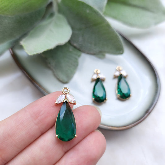 2 pcs Zircon charms pendants Crystal connectors Earrings components findings DIY Rhinestone Jewelry supplies Earrings gold plated parts