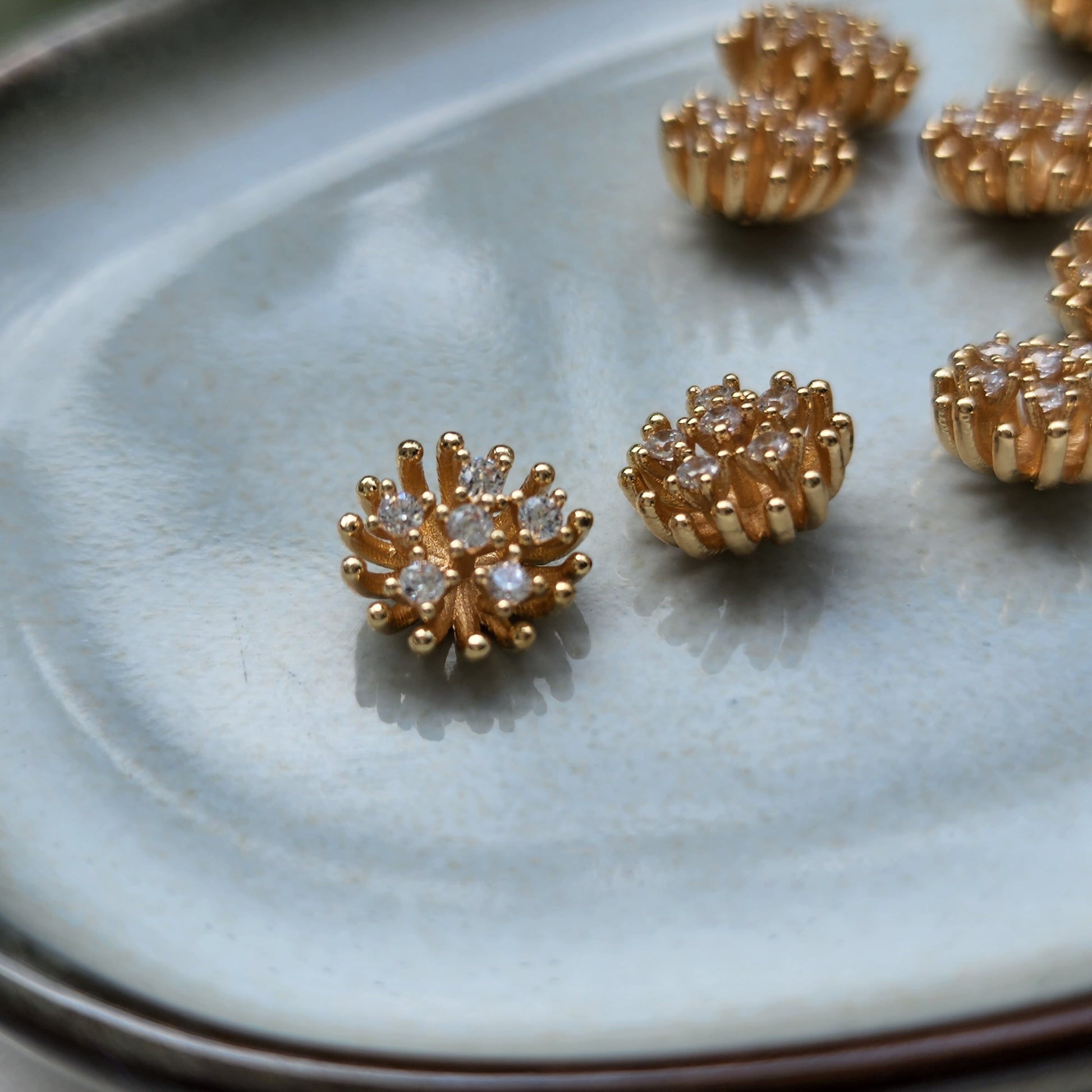 Flower centers Flower metal stamens Earrings components Earrings findings DIY jewelry Jewelry supplies Polymer clay supplies Cubic zirconia