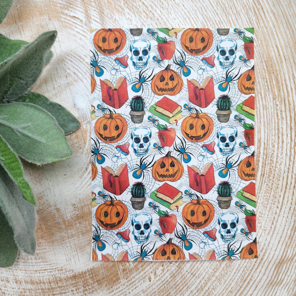 Clay transfer paper/Image transfer paper for clay/Water soluble paper for polymer clay/Halloween pumpkin Skull Spider pattern transfer sheet